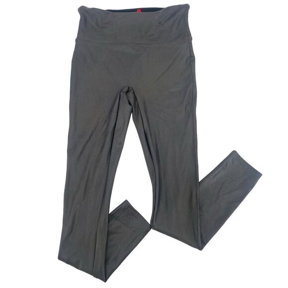 SPANX Women's Size M Faux Leather Gray Coated Leggings Slimming - Picture 1 of 14